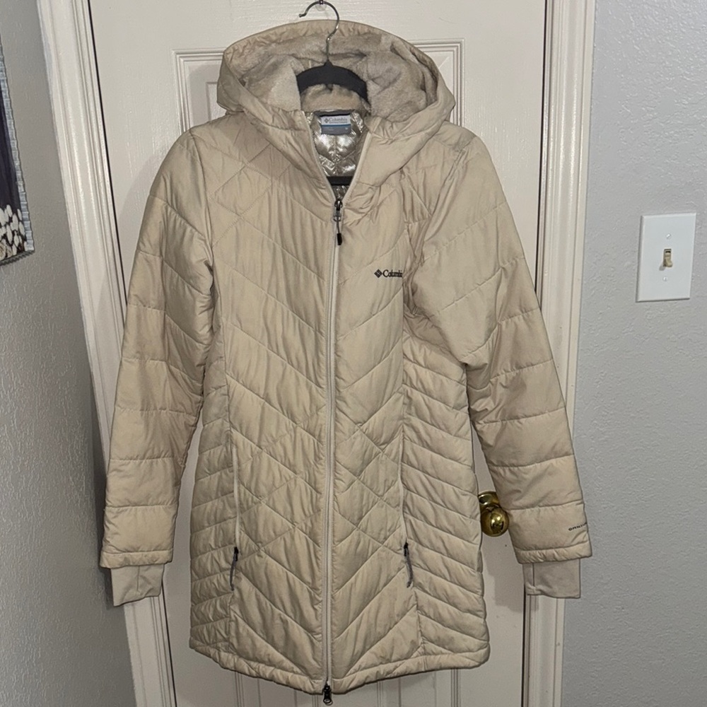 Columbia Cream Ski Jacket Hooded Insulated